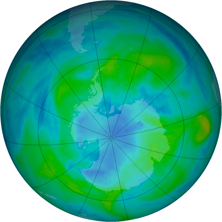 Antarctic ozone map for 04 April 1987
